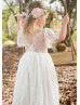 Short Sleeves Ivory Eyelash Lace Dreamy Flower Girl Dress